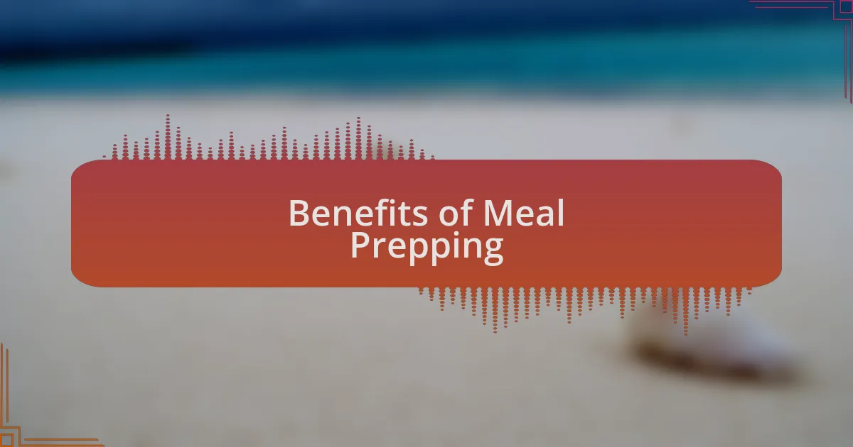 Benefits of Meal Prepping