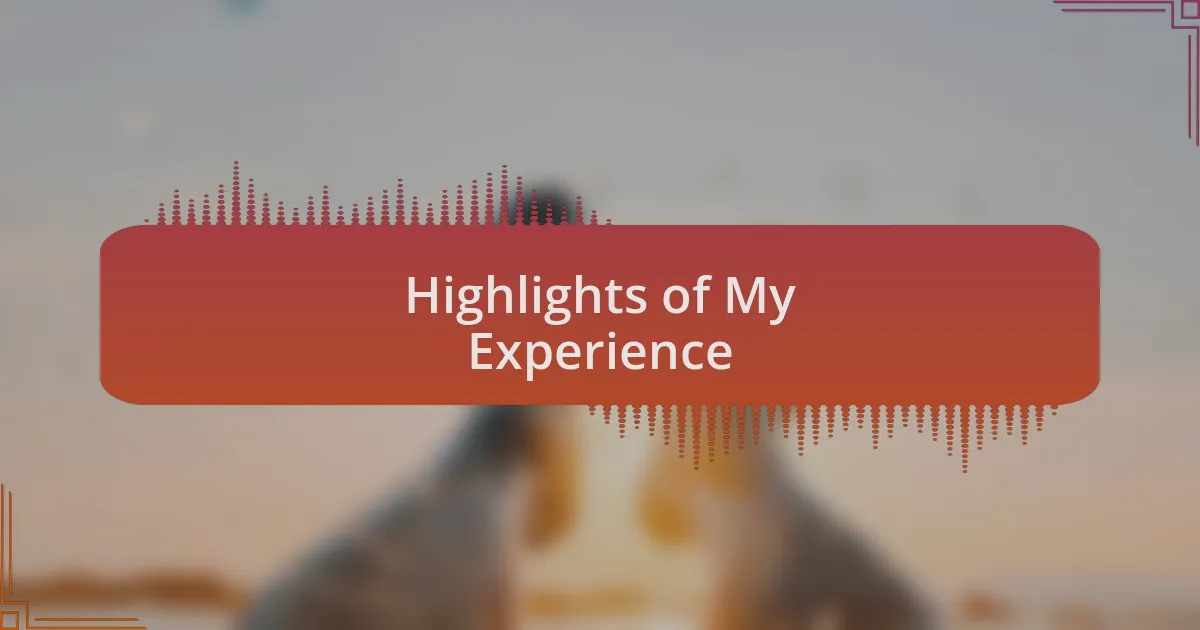 Highlights of My Experience
