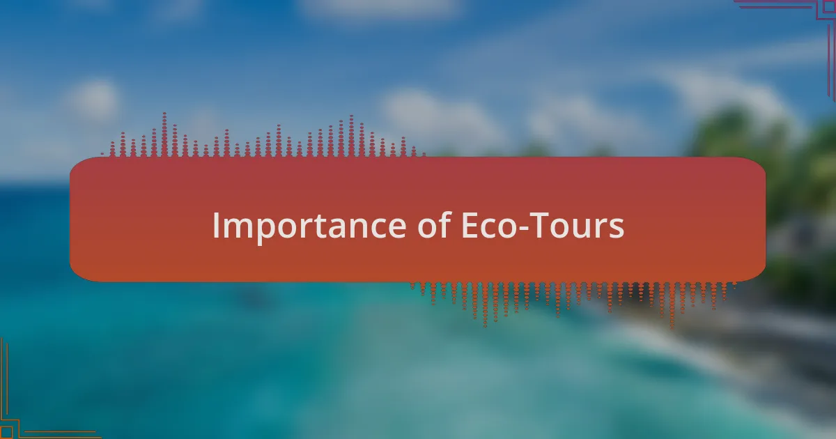 Importance of Eco-Tours