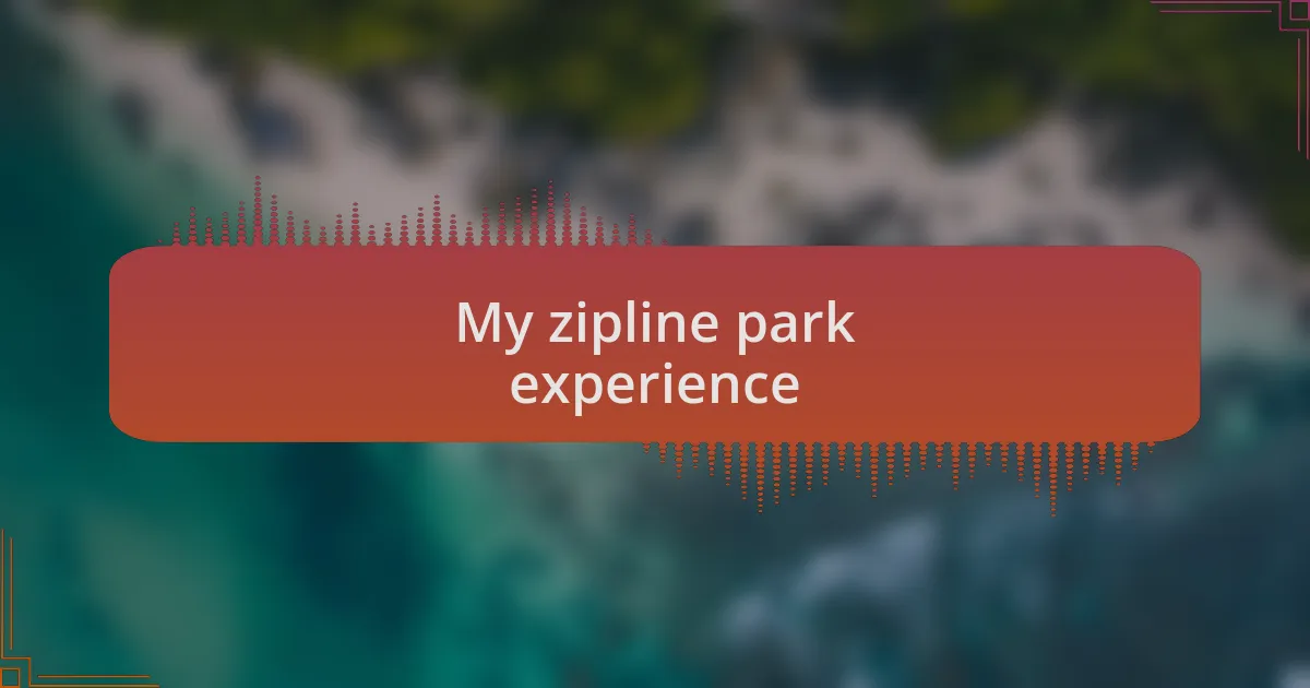 My zipline park experience