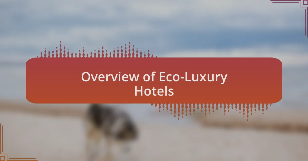 Overview of Eco-Luxury Hotels