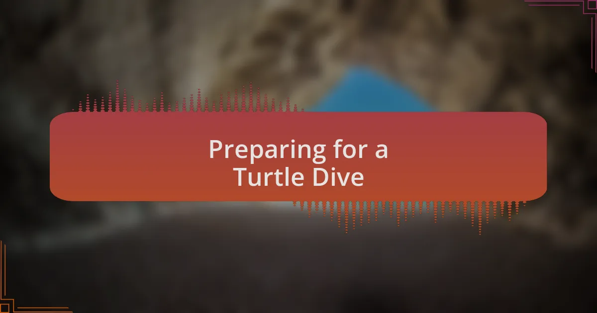 Preparing for a Turtle Dive