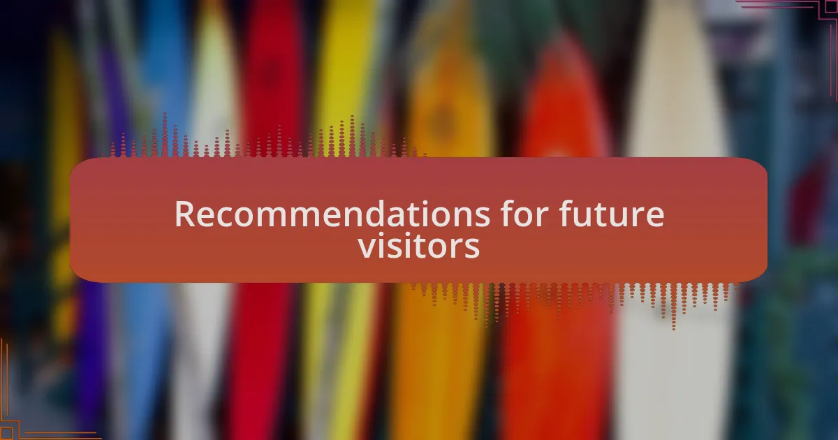 Recommendations for future visitors