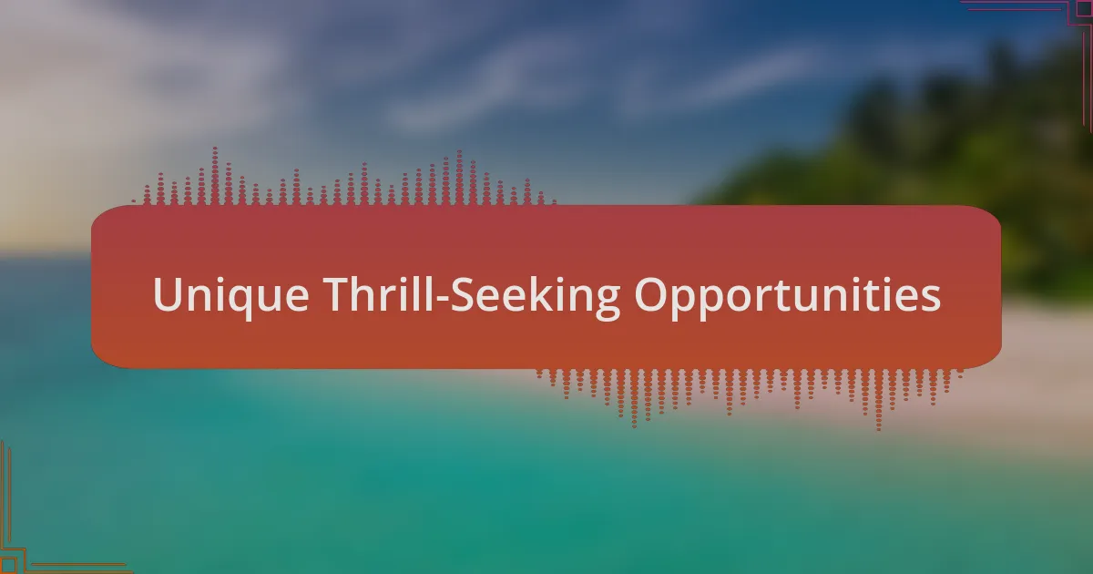 Unique Thrill-Seeking Opportunities