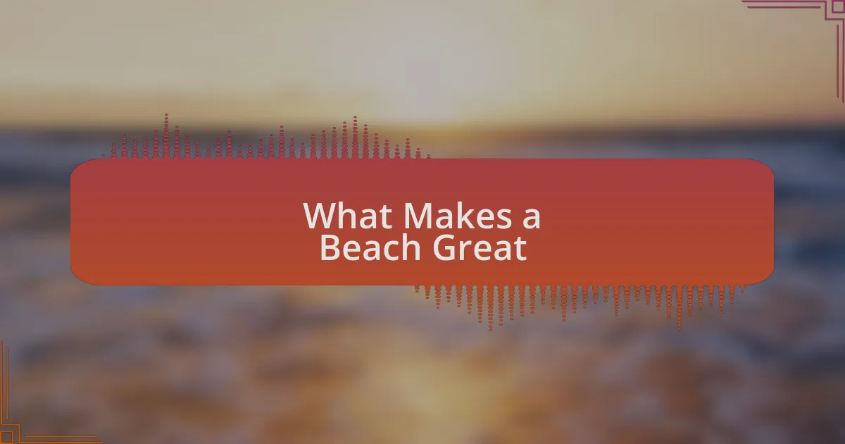 What Makes a Beach Great